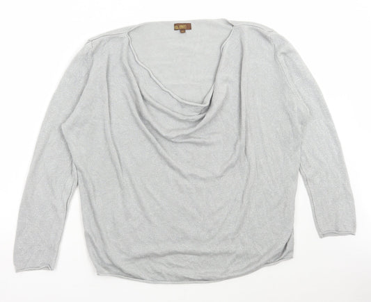 Amanti Womens Silver Scoop Neck Acrylic Pullover Jumper Size 2XL