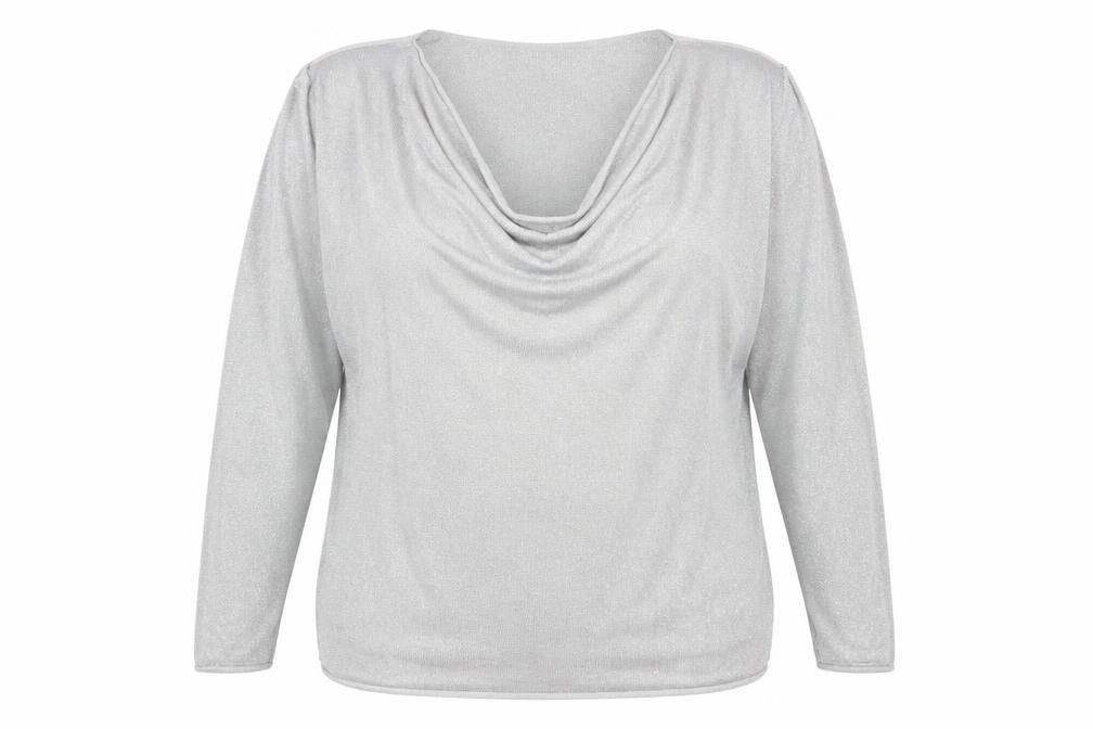 Amanti Womens Silver Scoop Neck Acrylic Pullover Jumper Size 2XL