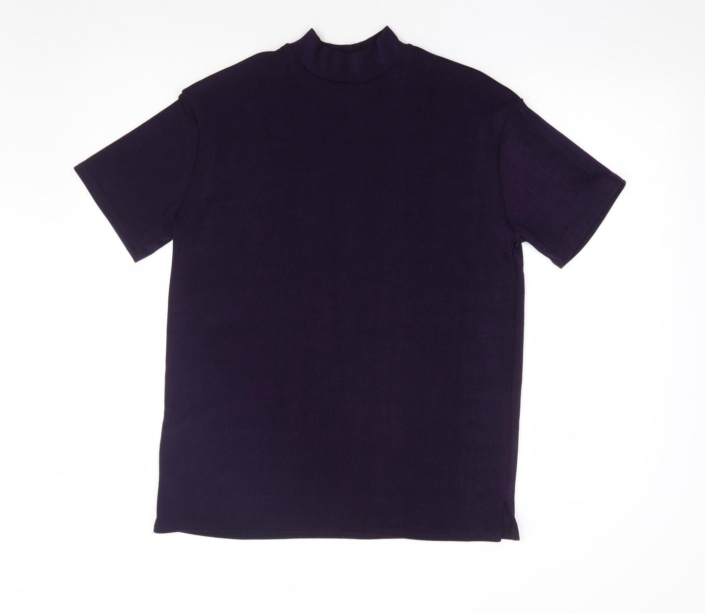 Preworn Womens Purple Polyester Basic Blouse Size M Mock Neck