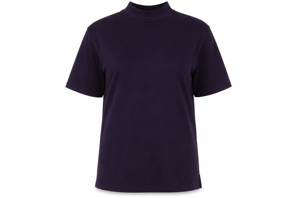 Preworn Womens Purple Polyester Basic Blouse Size M Mock Neck