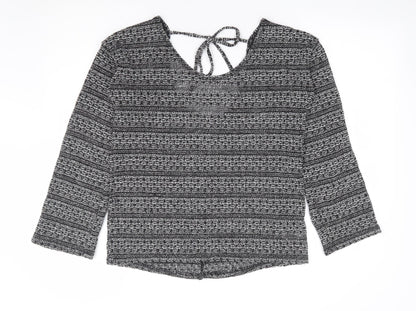 Next Womens Black Scoop Neck Geometric Polyester Pullover Jumper Size 10