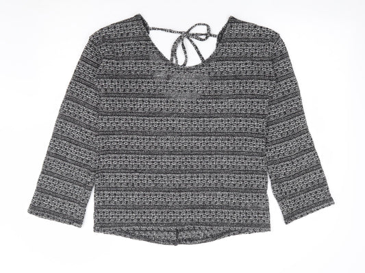 NEXT Womens Black Scoop Neck Geometric Polyester Pullover Jumper Size 10