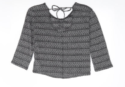 Next Womens Black Scoop Neck Geometric Polyester Pullover Jumper Size 10