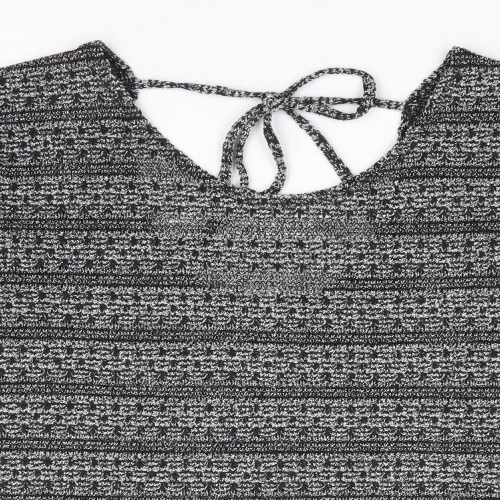 NEXT Womens Black Scoop Neck Geometric Polyester Pullover Jumper Size 10