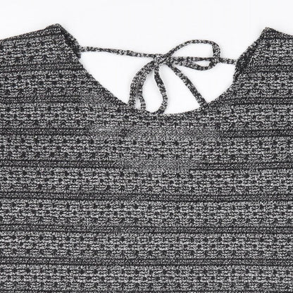 Next Womens Black Scoop Neck Geometric Polyester Pullover Jumper Size 10