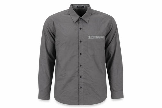Enlision Mens Grey Polyester Button-Up Size L Collared Button