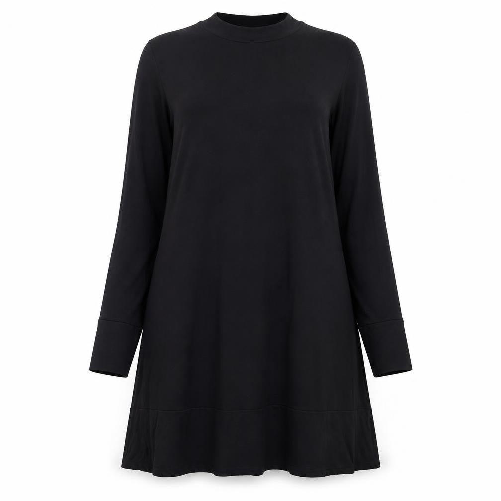 Marks & Spencer Womens Black Viscose A-Line Size 14 Mock Neck Pullover