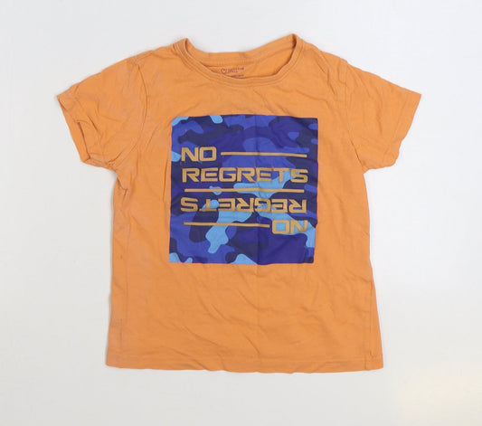 Primark Boys Orange Cotton Basic T-Shirt Size 7-8 Years Round Neck Pullover - No Regrets