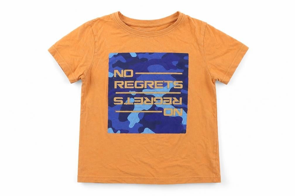 Primark Boys Orange Cotton Basic T-Shirt Size 7-8 Years Round Neck Pullover - No Regrets