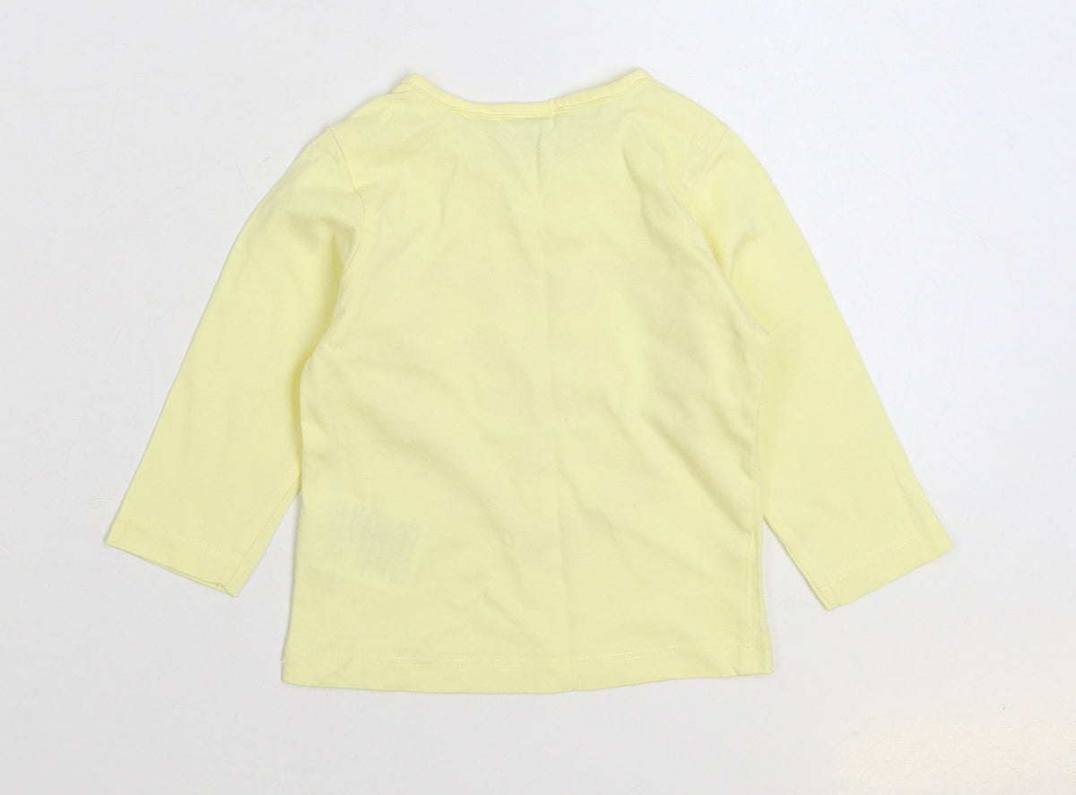 Dopo Dopo Girls Yellow 100% Cotton Basic T-Shirt Size 6-9 Months Round Neck Snap - Mummy and Daddy = Me