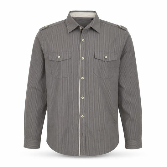 River Island Mens Grey Striped Cotton Button-Up Size M Collared Button