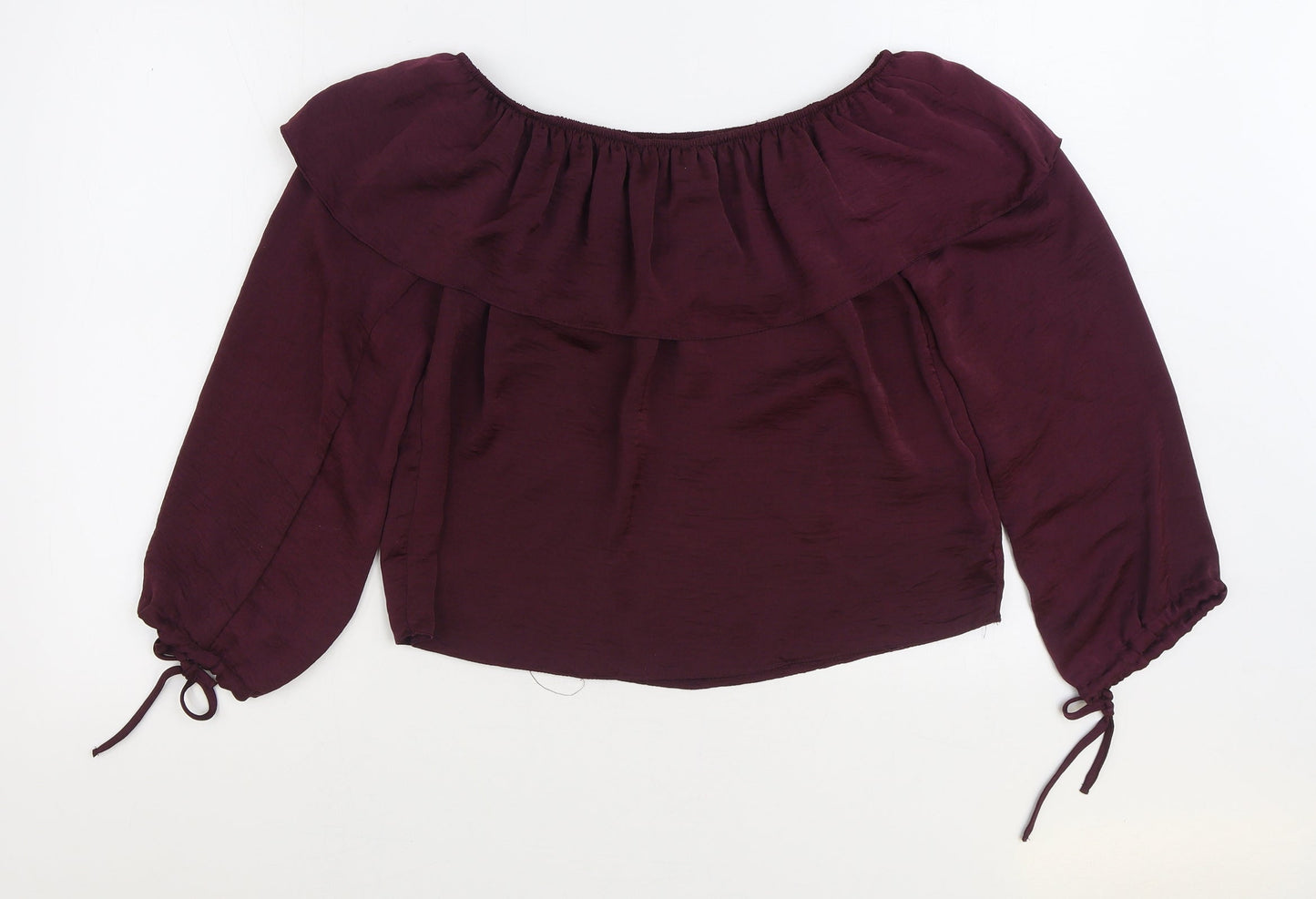 Atmosphere Womens Purple Polyester Cropped Blouse Size 10 Off the Shoulder