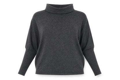 MARBLE Womens Grey Roll Neck Cotton Pullover Jumper Size 14