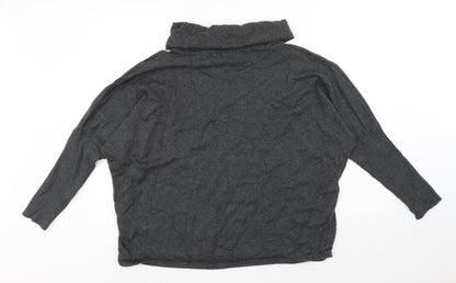 MARBLE Womens Grey Roll Neck Cotton Pullover Jumper Size 14