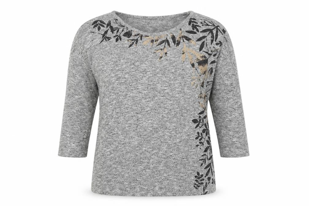 Papaya Womens Grey Round Neck Floral Polyester Pullover Jumper Size 10