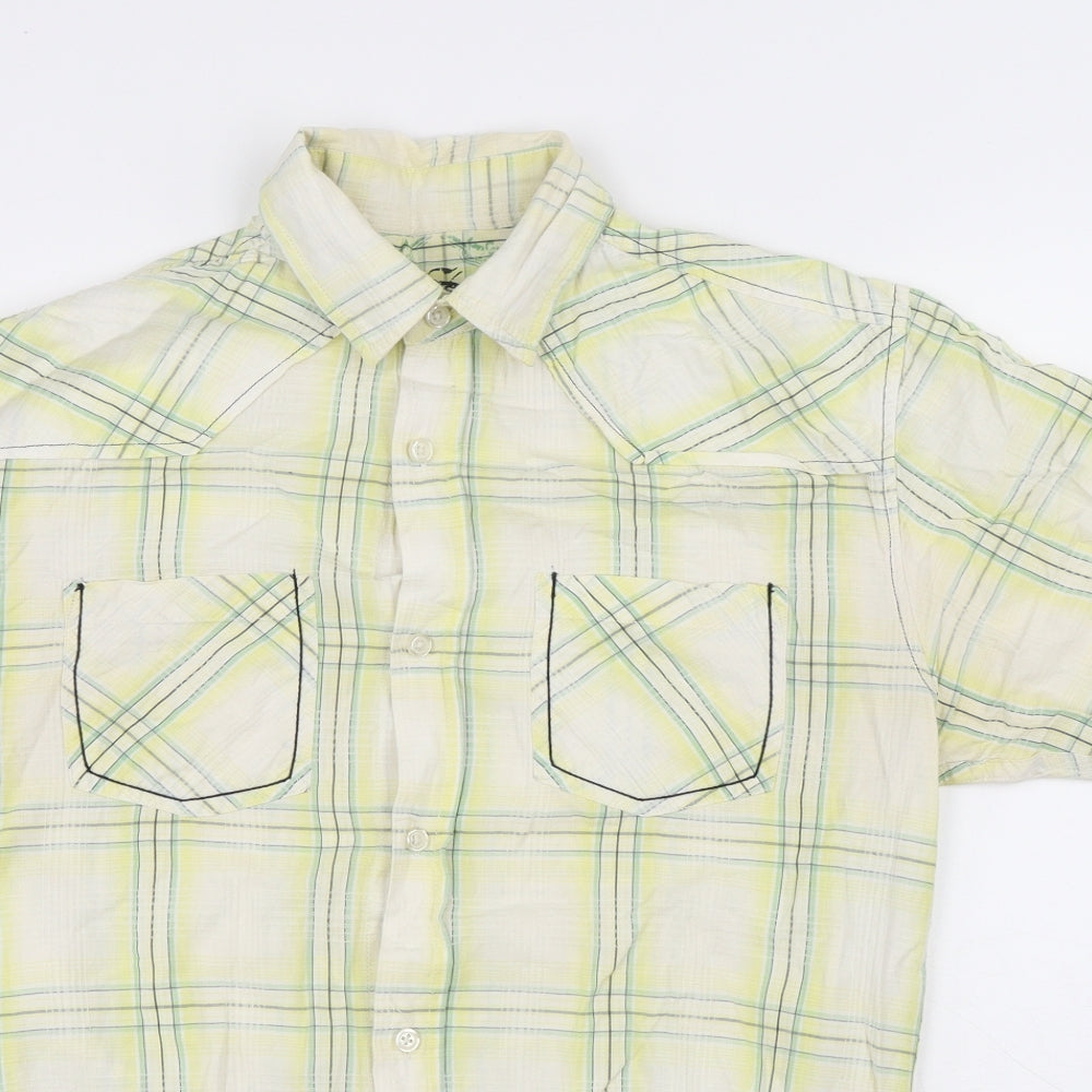 Cedar Wood State Mens Multicoloured Plaid Cotton Button-Up Size S Collared Button