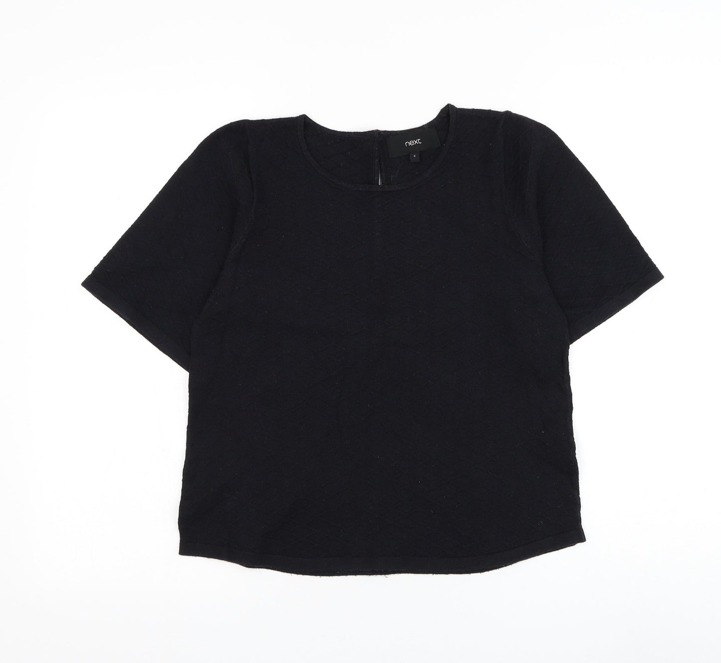 NEXT Womens Black Round Neck Geometric Nylon Pullover Jumper Size 6