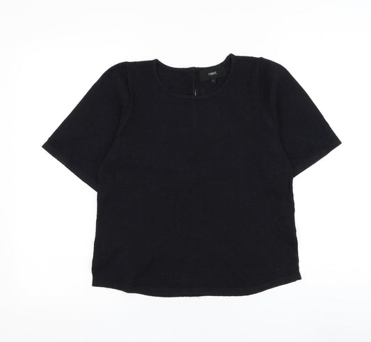 NEXT Womens Black Round Neck Geometric Nylon Pullover Jumper Size 6