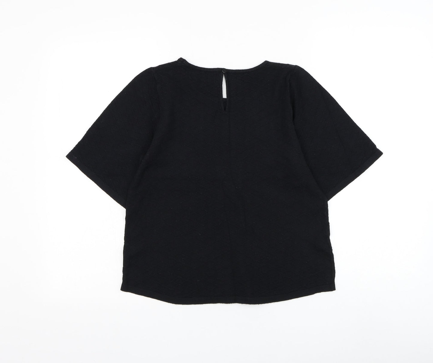 NEXT Womens Black Round Neck Geometric Nylon Pullover Jumper Size 6