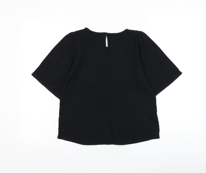 Next Womens Black Round Neck Geometric Nylon Pullover Jumper Size 6