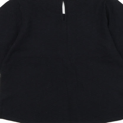 Next Womens Black Round Neck Geometric Nylon Pullover Jumper Size 6