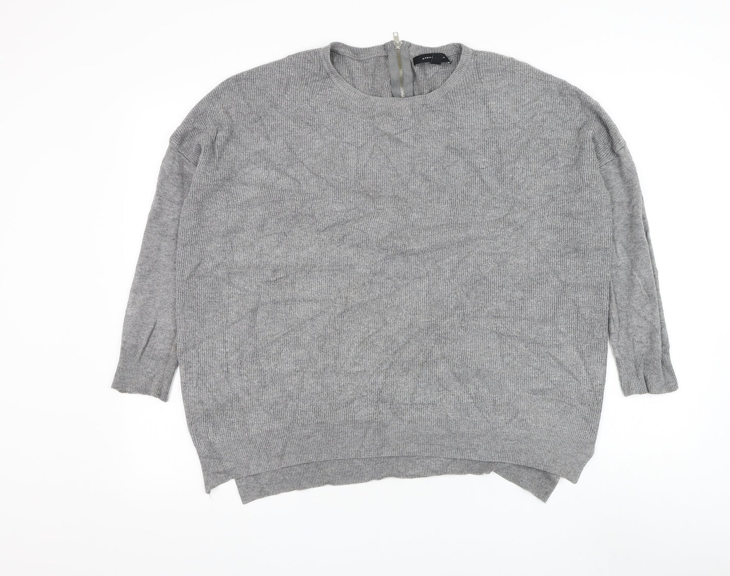 Atmosphere Womens Grey Round Neck Viscose Pullover Jumper Size 14
