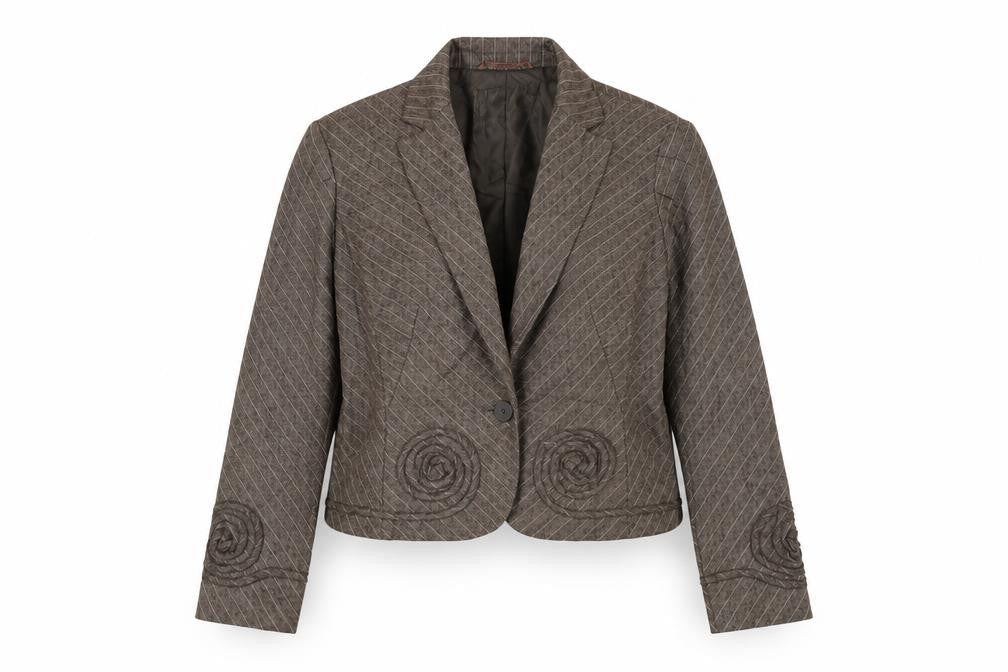 Marks & Spencer Womens Brown Striped Jacket Blazer Size 12 Button