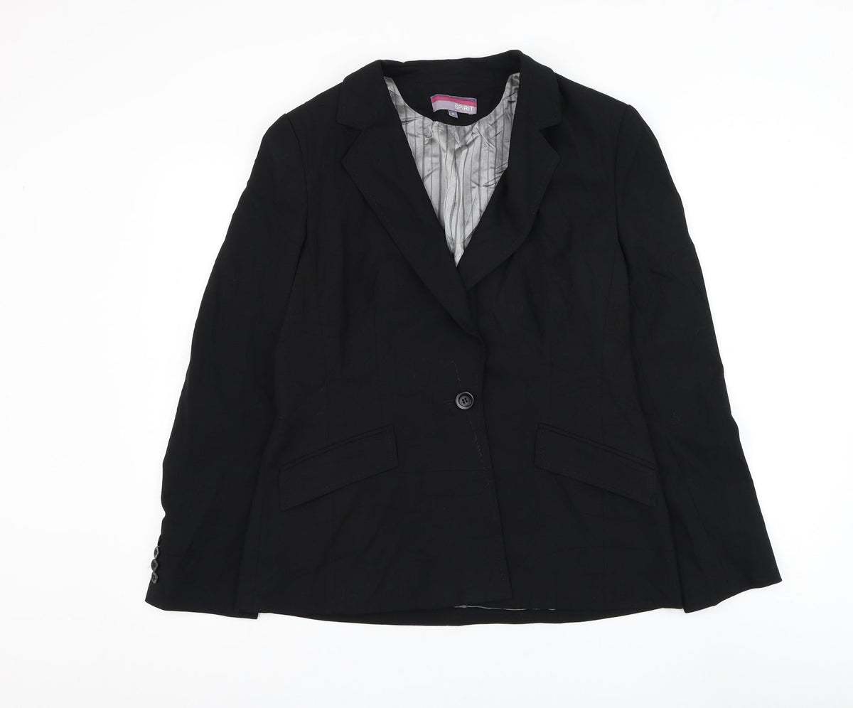 Debenhams Womens Black Jacket Blazer Size 14 Button