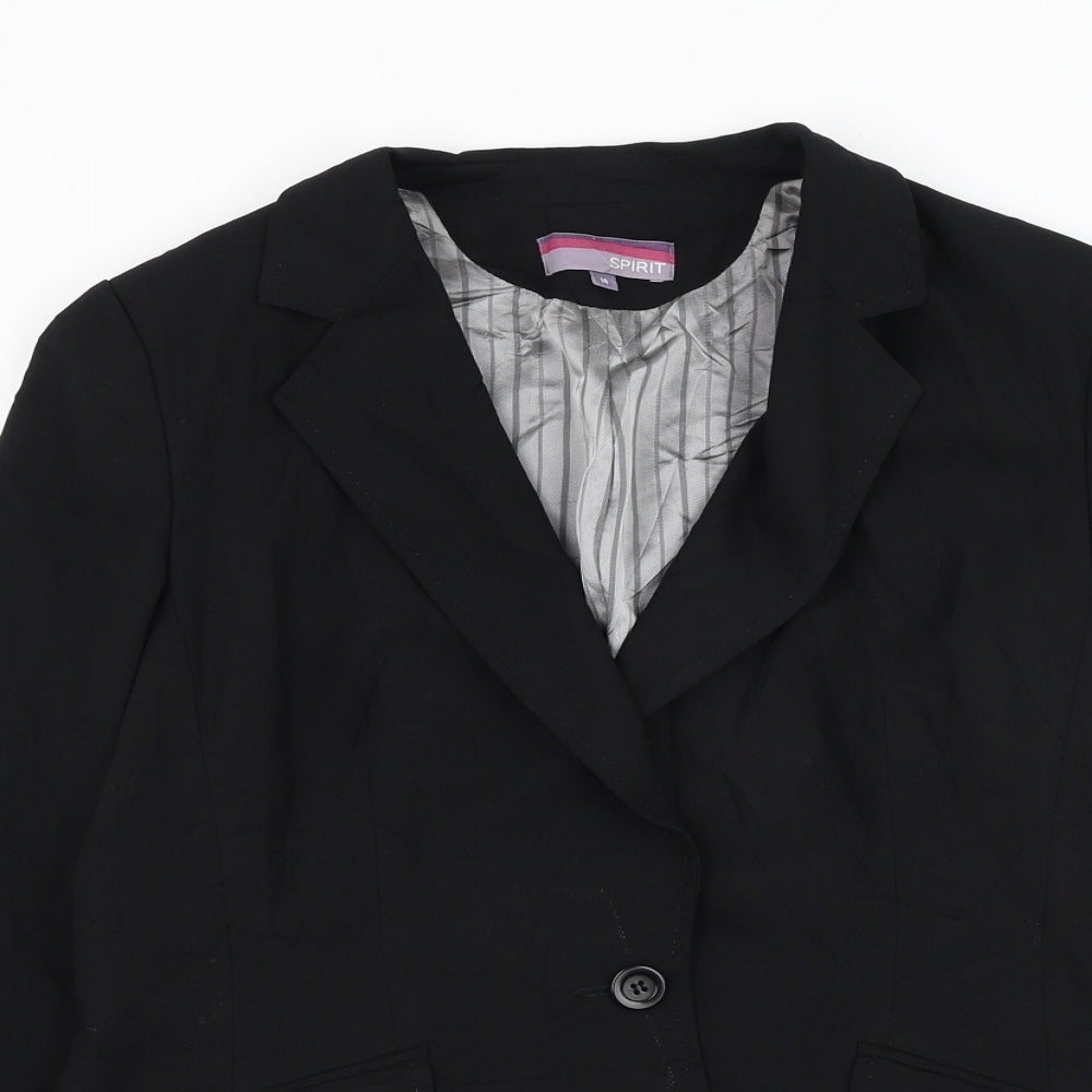 Debenhams Womens Black Jacket Blazer Size 14 Button