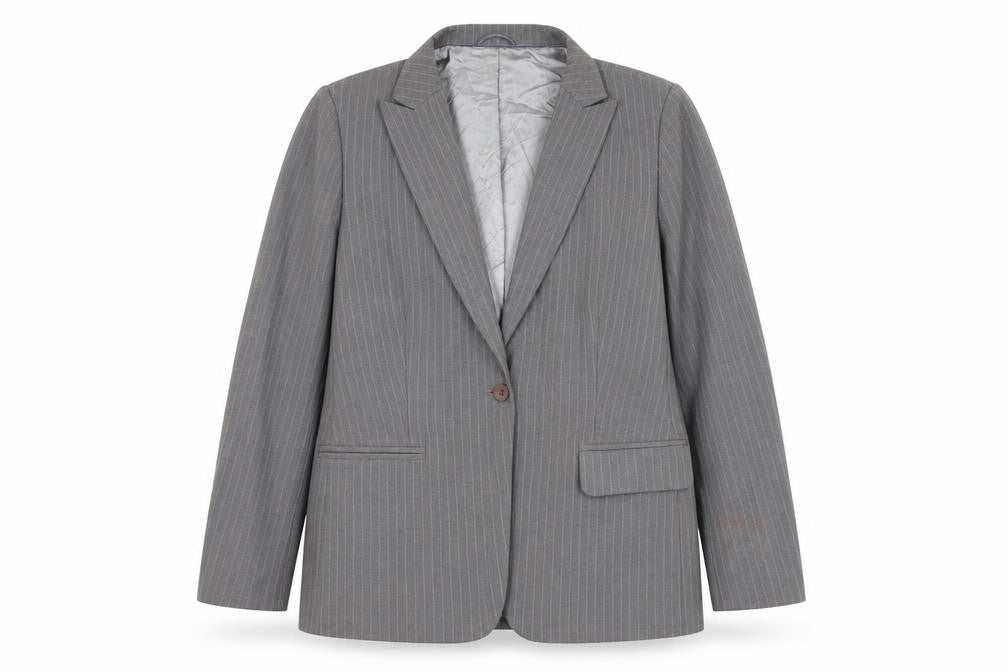 Autonomy Womens Grey Striped Jacket Blazer Size 16 Button