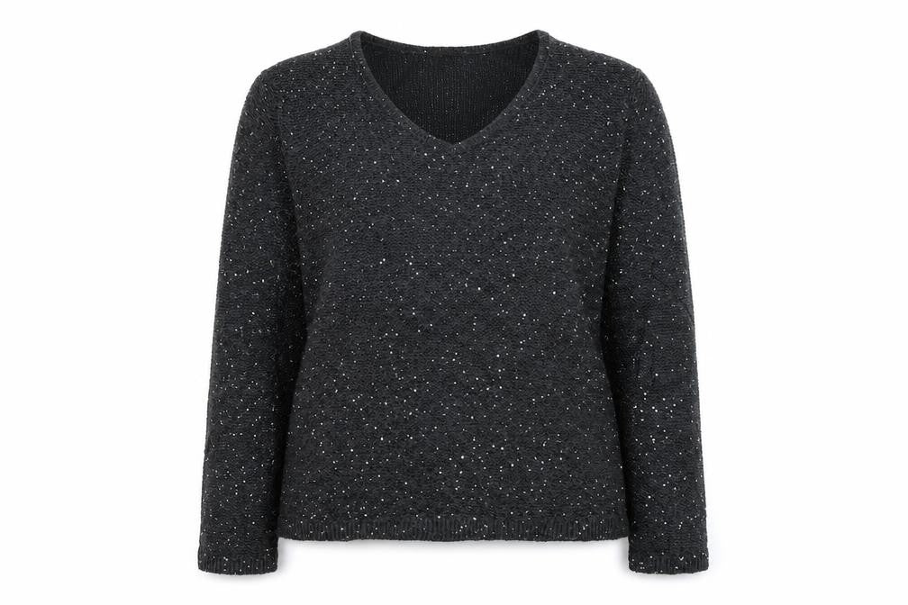Marks & Spencer Womens Grey V-Neck Acrylic Pullover Jumper Size 14