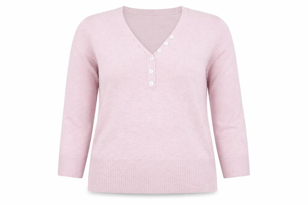 zingara Womens Pink V-Neck Acrylic Pullover Jumper Size 14