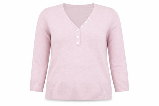 zingara Womens Pink V-Neck Acrylic Pullover Jumper Size 14