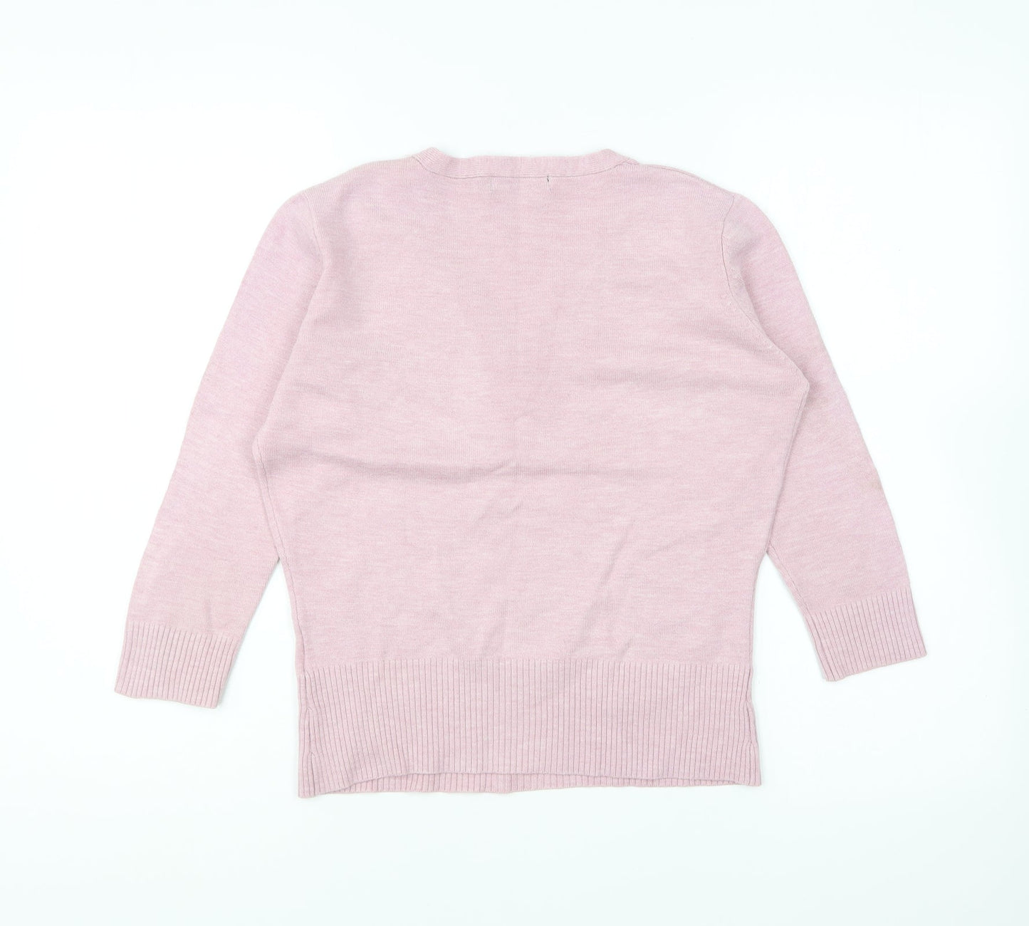 zingara Womens Pink V-Neck Acrylic Pullover Jumper Size 14
