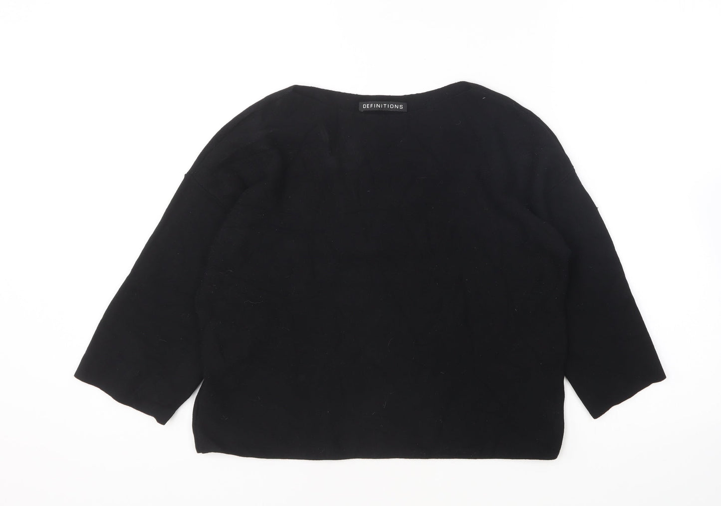 Definitions Womens Black Round Neck Acrylic Pullover Jumper Size 12