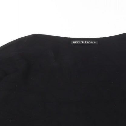 Definitions Womens Black Round Neck Acrylic Pullover Jumper Size 12
