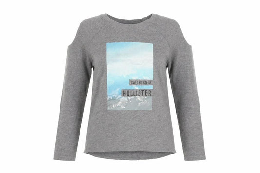 Hollister Womens Grey Round Neck Cotton Pullover Jumper Size M - Cold Shoulder
