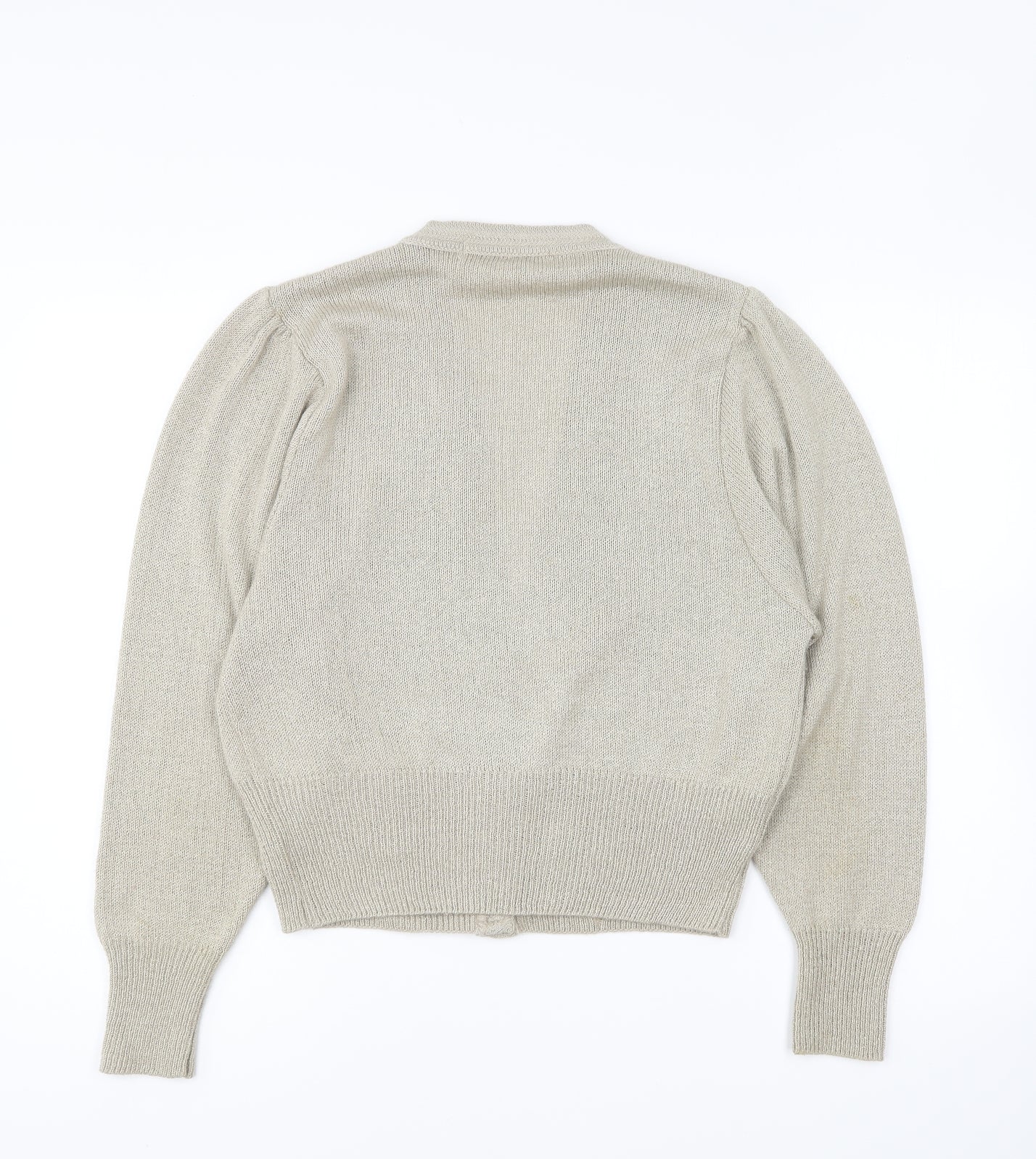 St Michael Womens Beige V-Neck Acrylic Cardigan Jumper Size 14