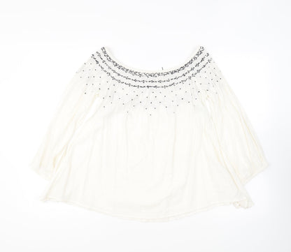 Zara Womens Ivory Viscose Basic Blouse Size XS Off the Shoulder