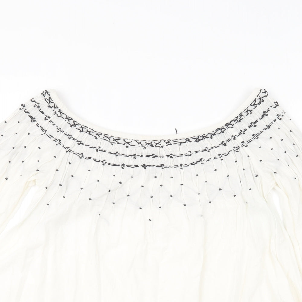 Zara Womens Ivory Viscose Basic Blouse Size XS Off the Shoulder
