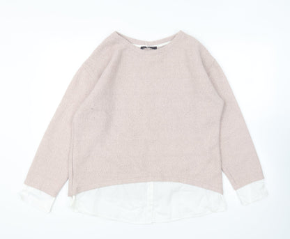 Marks & Spencer Womens Pink Round Neck Polyester Pullover Jumper Size 14