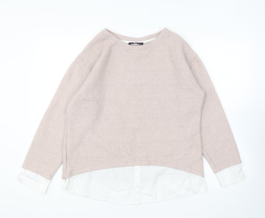 Marks and Spencer Womens Pink Round Neck Polyester Pullover Jumper Size 14