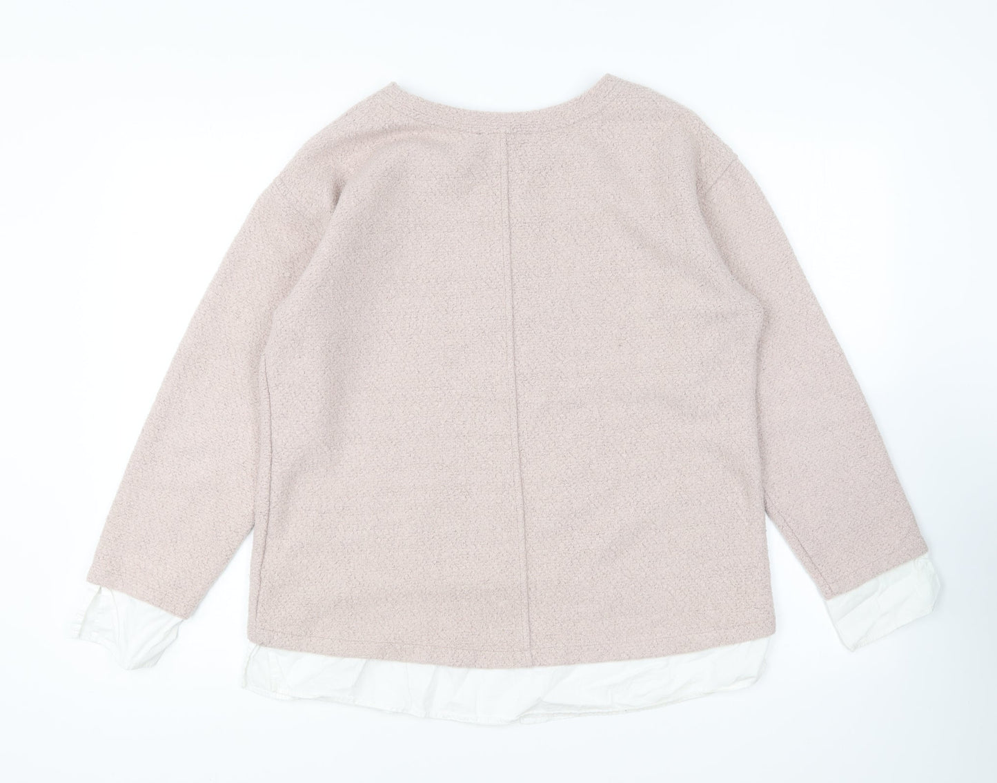 Marks and Spencer Womens Pink Round Neck Polyester Pullover Jumper Size 14