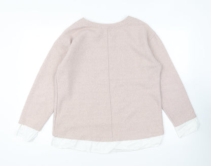 Marks & Spencer Womens Pink Round Neck Polyester Pullover Jumper Size 14
