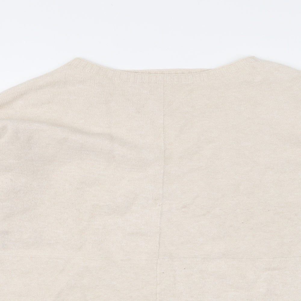 Preworn Womens Beige Round Neck Viscose Pullover Jumper Size 14