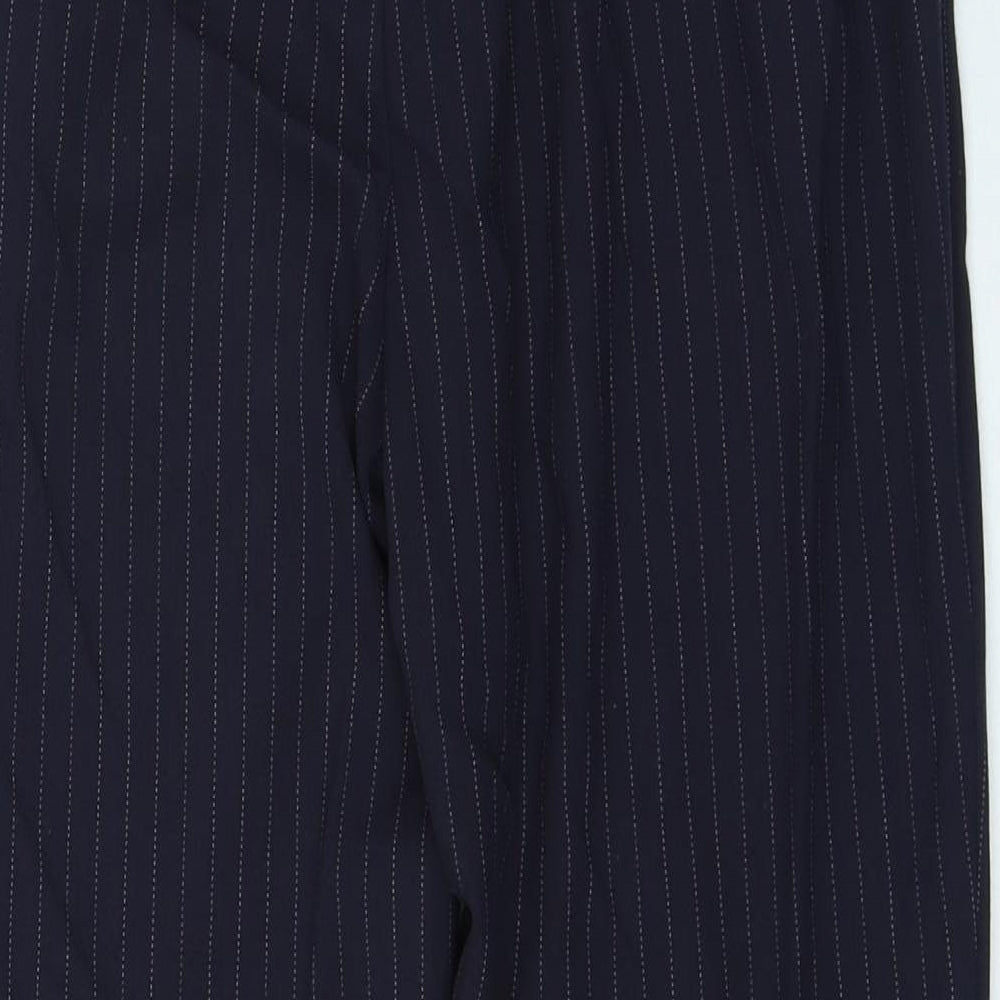 H&M Womens Blue Striped Polyester Trousers Size 6 L24 in Regular Zip