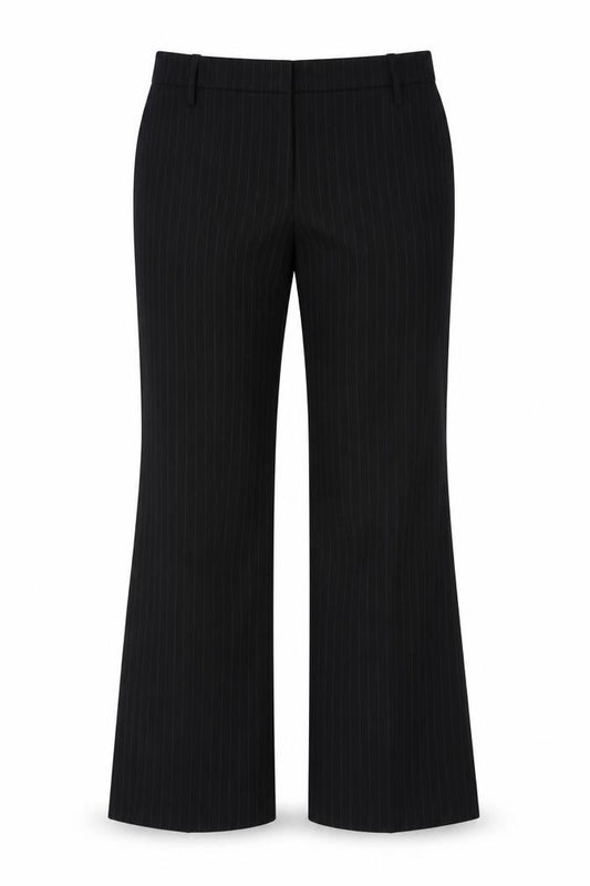 Antoni & Alison Womens Black Striped Cotton Trousers Size 34 in L27 in Regular Zip