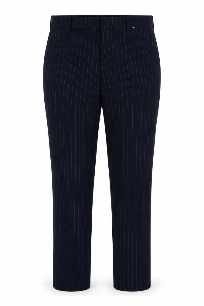 H&M Womens Blue Striped Polyester Trousers Size 10 L26 in Regular Zip