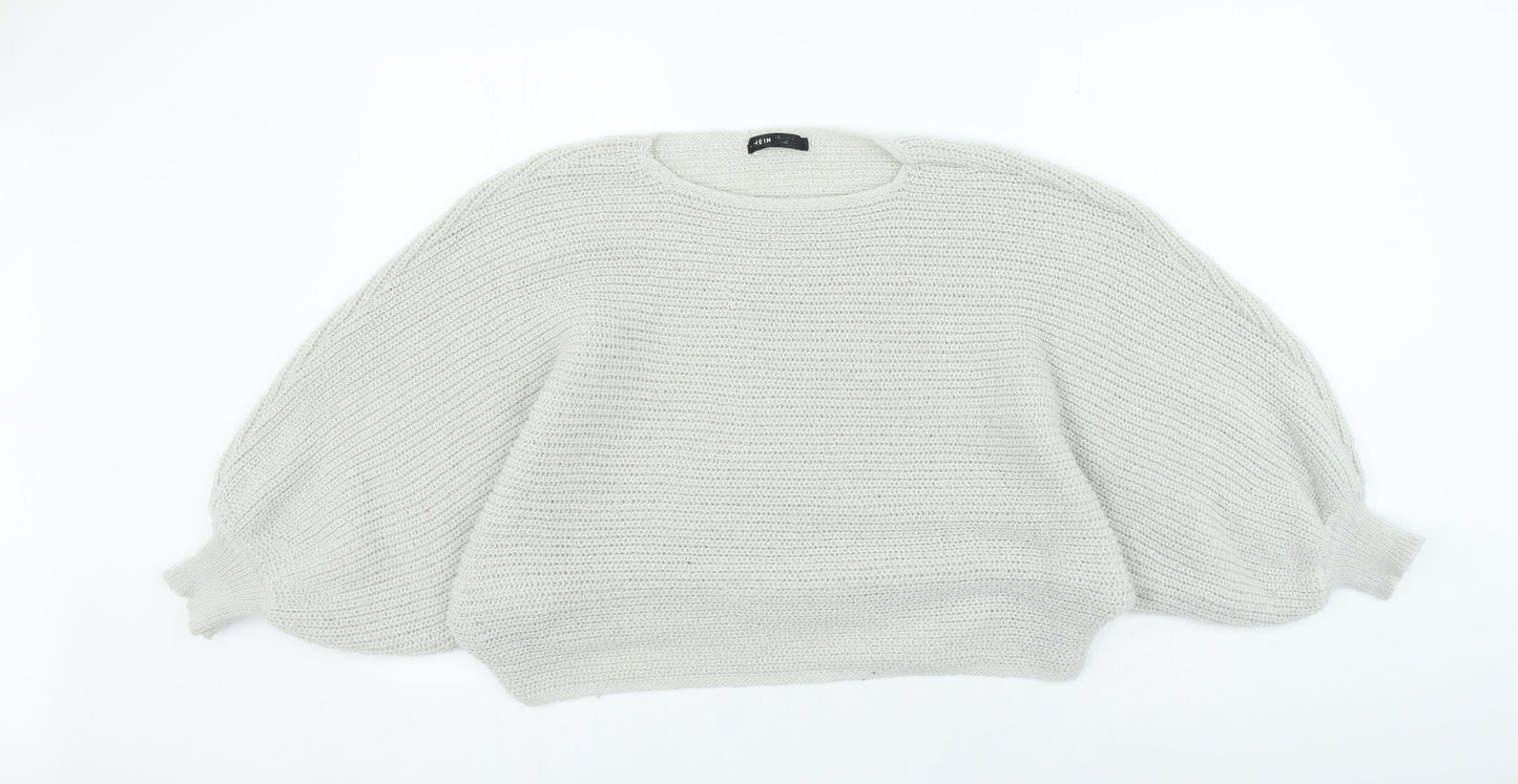 SheIn Womens Grey Round Neck Polyester Pullover Jumper Size M