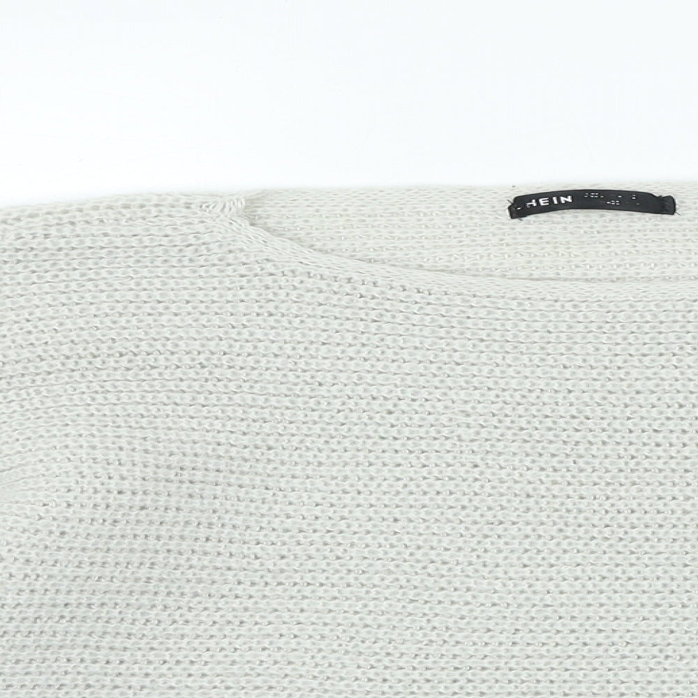 SheIn Womens Grey Round Neck Polyester Pullover Jumper Size M